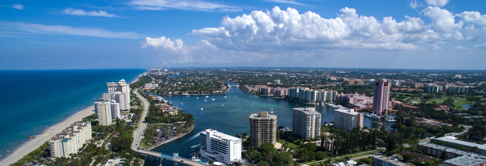 Aerial view of Boca Raton along the coastline